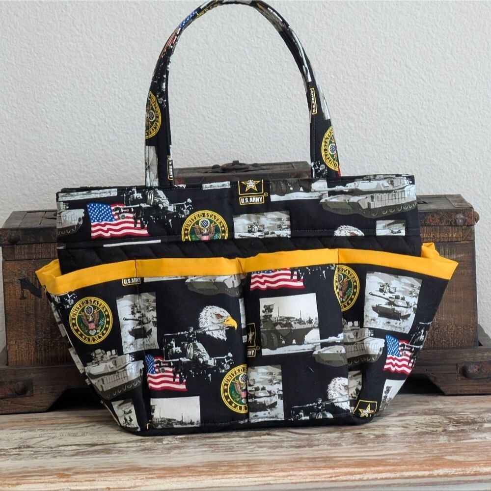 Hand Crafted US Army, Multi Pocket Bingo/Tote Bag
